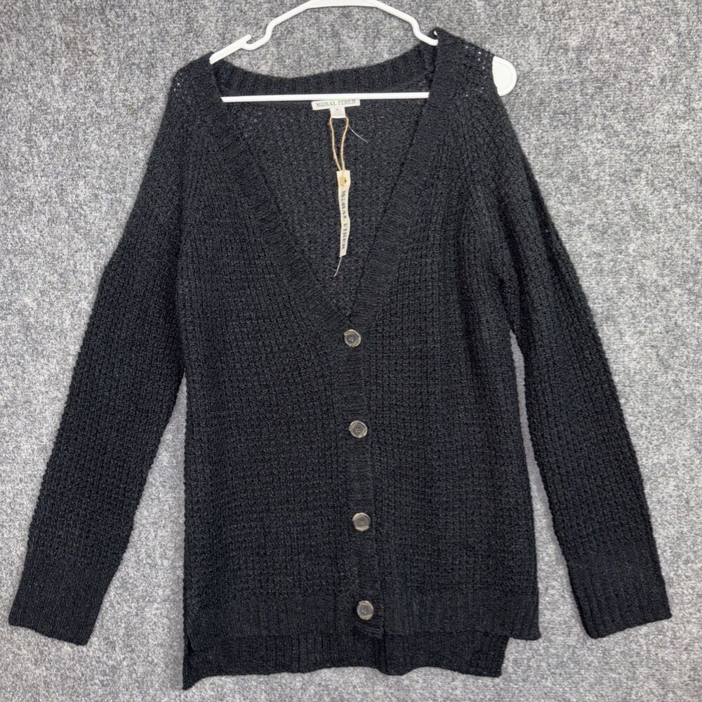 Moral fiber Sweater Womens Size XL Black Cardigan Open Shoulder